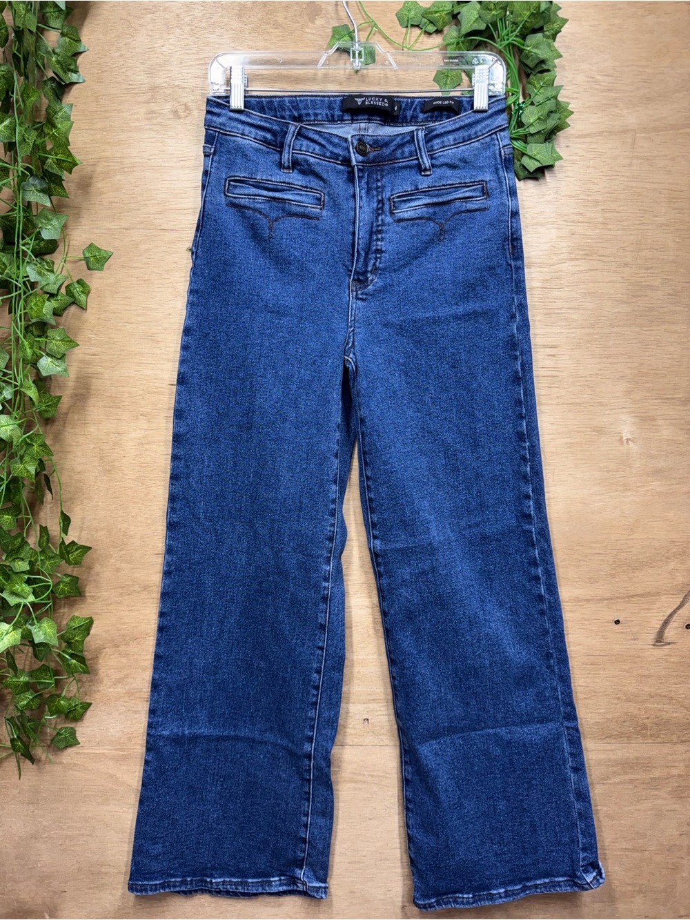 Lucky & Blessed Dark Blue Wide Leg Jeans